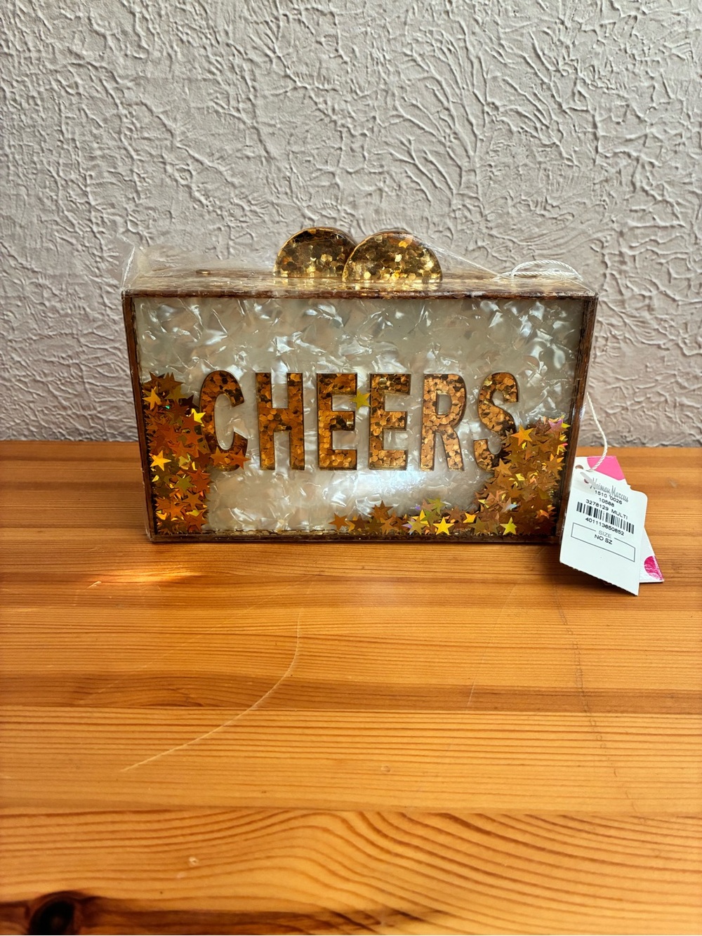 Bari Lynn CHEERS gold glitter stars box purse - Picture 7 of 7